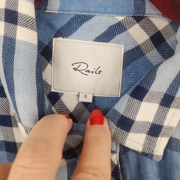 Rails Hunter Shirt Size S Lapis White Black Chambray Button Up lumberjack cabin - Picture 4 of 9